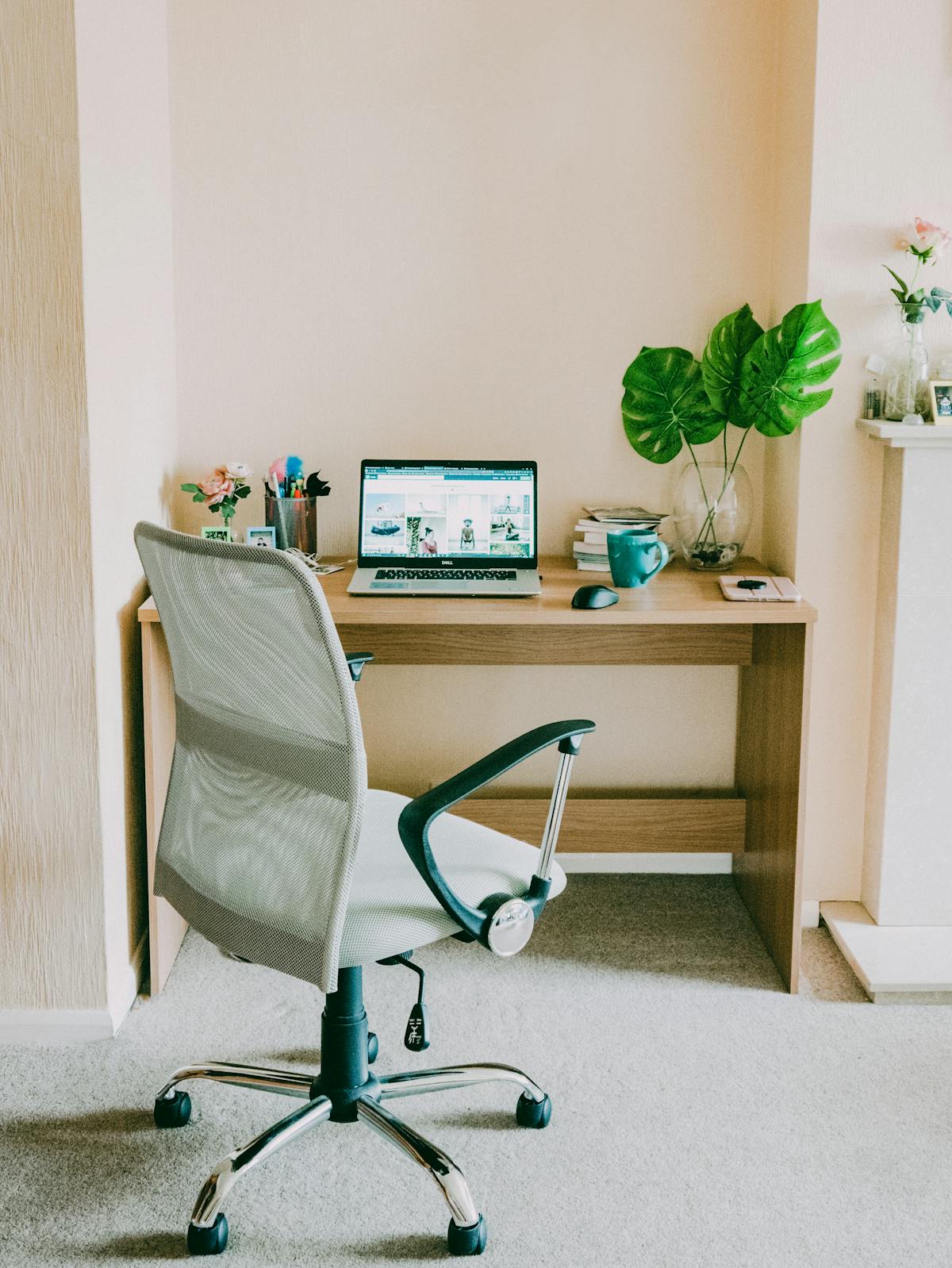 Clean workspace with a laptop for using online tools